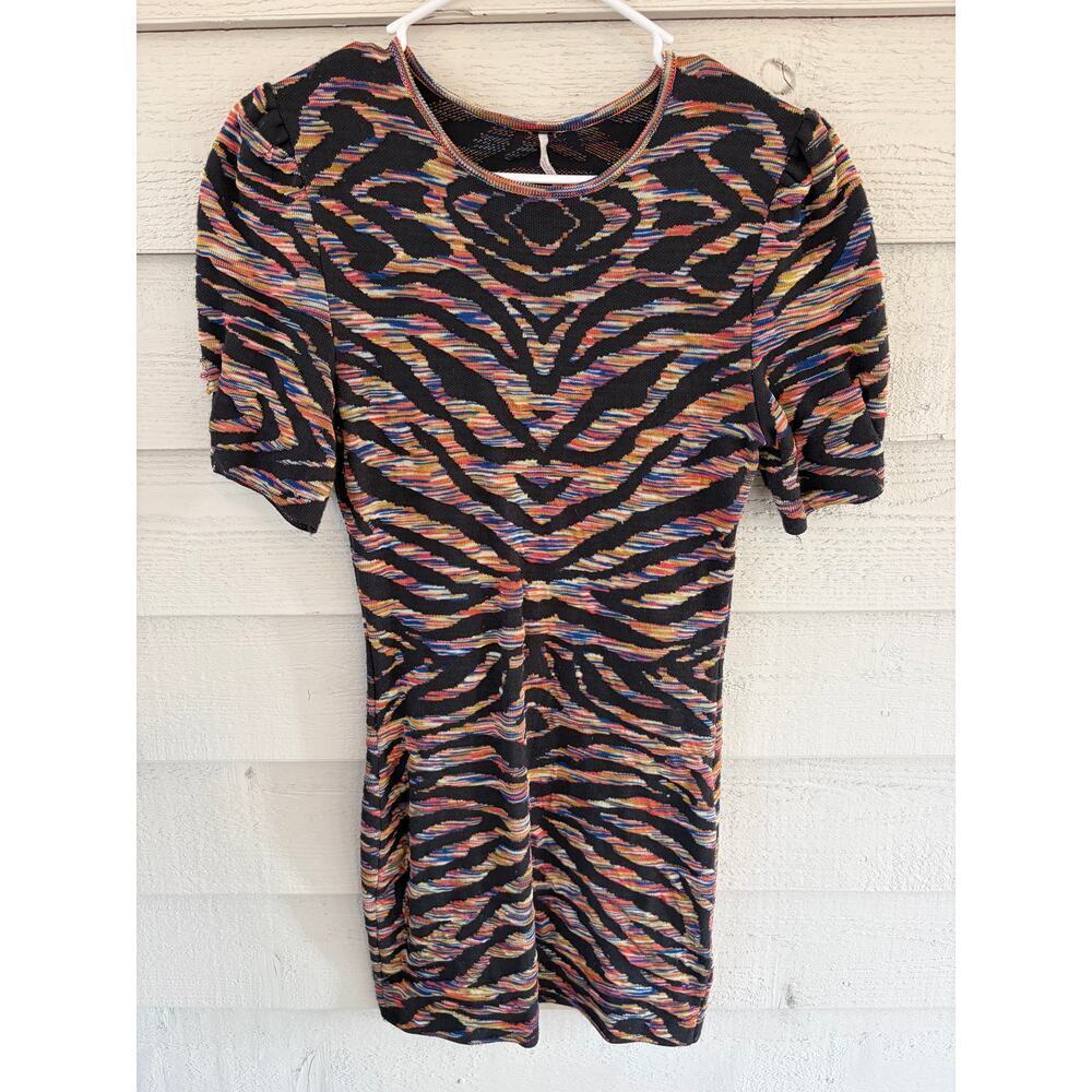 Free People Multicolor Zebra Knit Bodycon Dress Size S - Picture 2 of 10